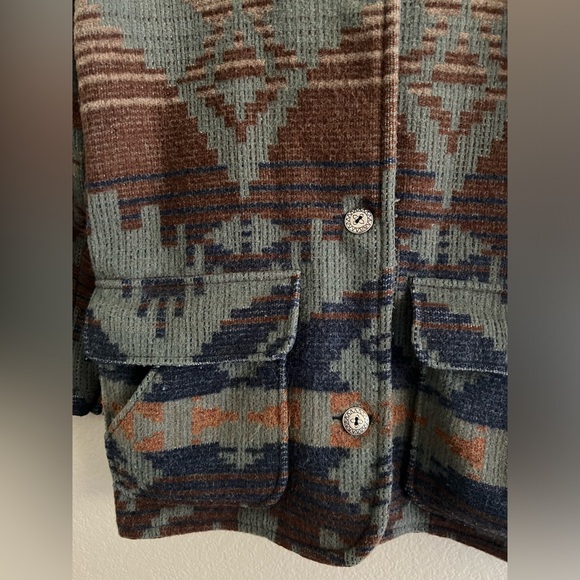 VINTAGE LL BEAN SOUTHWESTERN AZTEC NAVAJO WOOL COAT JACKET S - Picture 9 of 9